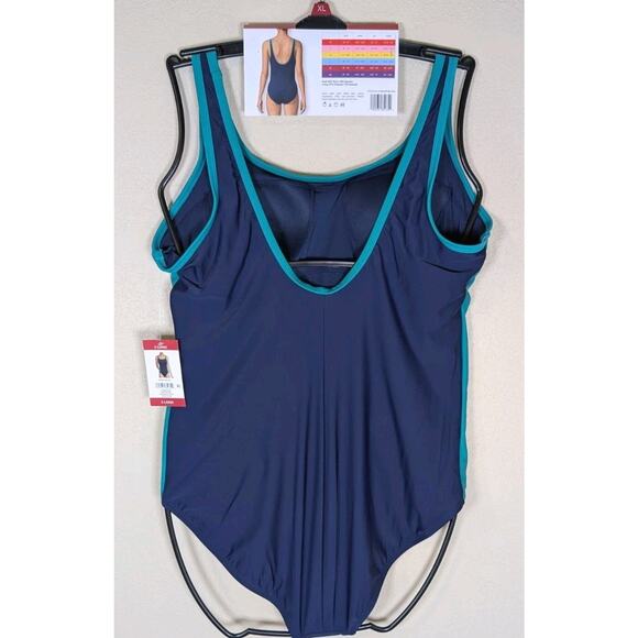 Lands' End Women's Scoop Neck One-Piece Swimsuit Size XL/18 Navy/Green - Picture 3 of 7